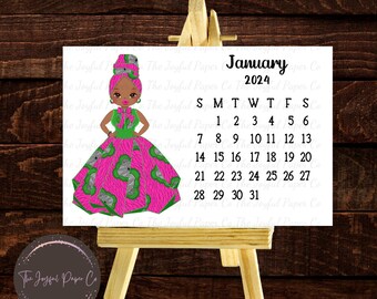 2024 Desk Calendar, Mini Desk Calendar, Calendar With Stand, 2024 Planner, Ankara Women, Gifts for Her