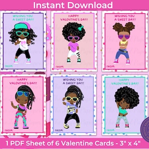 Black Girl Hip Hop Valentinstag Karten, Hip Hop Valentines, Party Favor Tags, School Valentines
