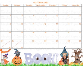 october 2022 halloween calendar planner printable school etsy