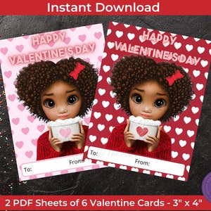 Black Girl Love Valentinstag Karten, Black Girl Valentines, Party Favor Tags, School Valentines