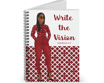 Write the Vision Journal, Spiral Notebook, Lined Journal, Scripture Journal, African American Stationary, Gifts for Black Girls
