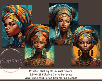 Head Wrap Beauties PLR Journal Covers for KDP or Lulu Publishing, Private Label Rights, Small Business Commercial License