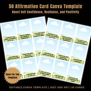 Bearbeitbare Canva Affirmationskartenvorlagen | Done-For-You Affirmationskarten | Vorgefüllte Affirmationen