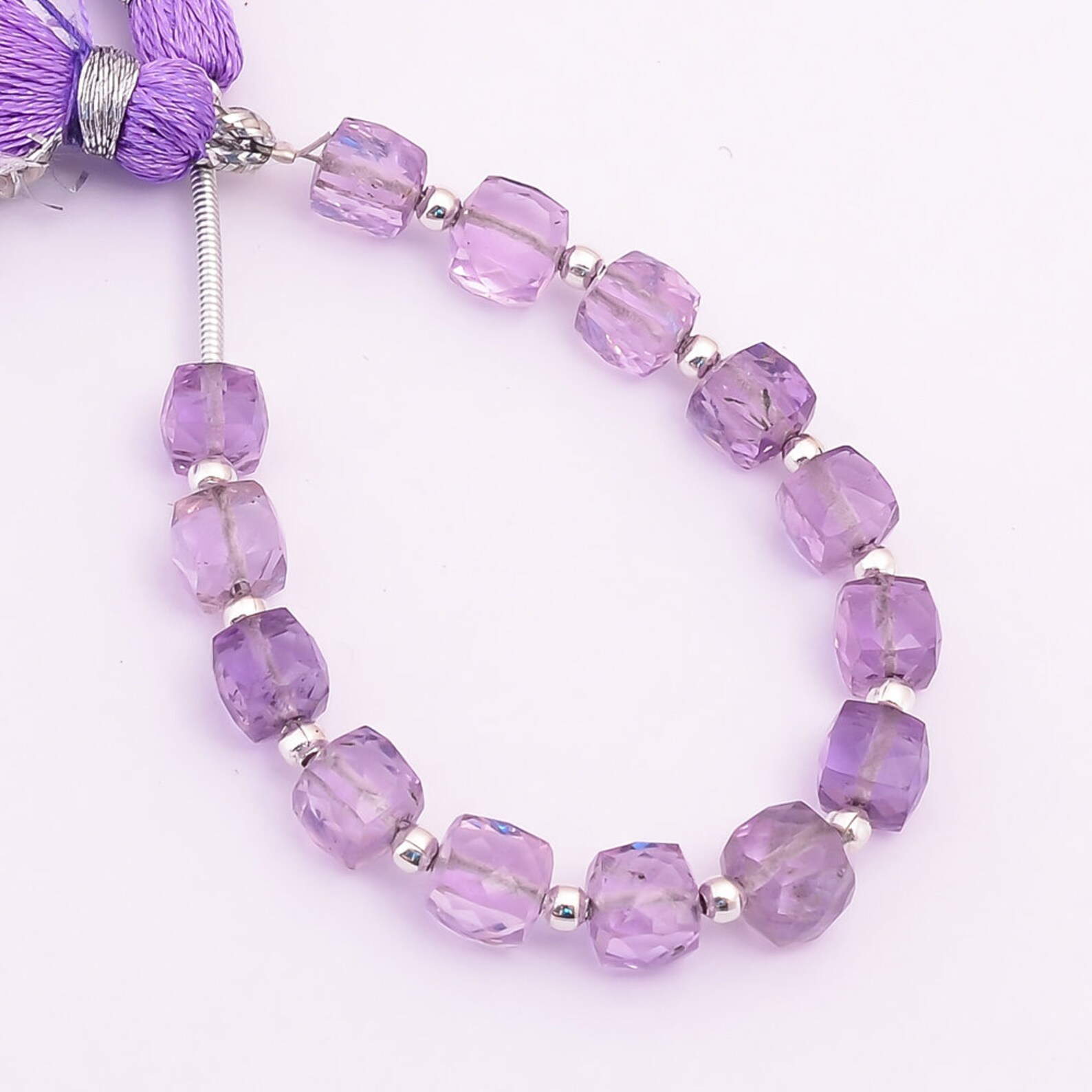 Amethyst Faceted Cube Beads Gemstone Amethyst Cube Briolettes Etsy