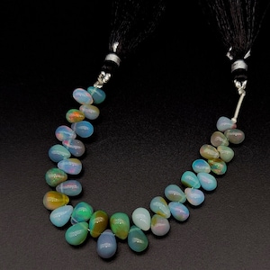 Etiopisk opal, etiopiska opalpärlor, opal droppformade pärlor ädelsten multi eld opal welo opal 8x5 till 5x4mm smyckestillverkningssten B 142
