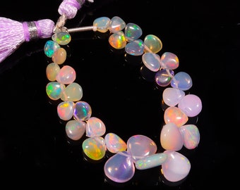Opal Beads, Ethiopian Opal Heart Beads, Gemstone Briolettes, Ethiopian Opal Smooth Gemstone Beads, Welo Opal Beads For Jewelry Making S-1340
