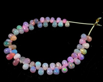 Natural Ethiopian Opal Smooth Teardrop Shape Gemstone Beads, Multi Fire Opal Beads, Welo Fire Opal, Opal Gemstone Briolettes Jewelry, F-2216