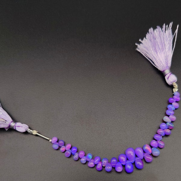 Purple Ethiopian Opal Gemstone Beads, Multi Fire Opal Beads, Ethiopian Opal Smooth Teardrop Shape Briolettes, Welo Opal Jewelry Craft, B-3