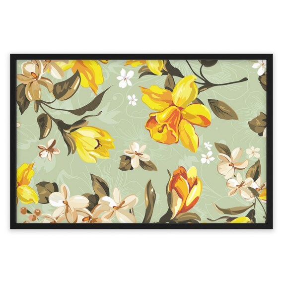 Spring Floral Flower Design Wall Art Colorful Painting Home Etsy