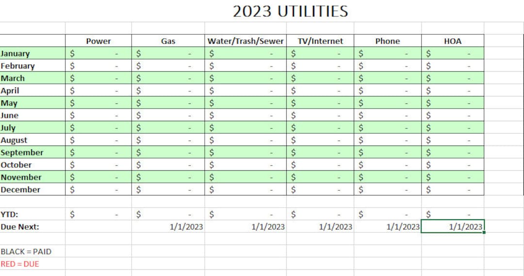 UTILITY TRACKING TEMPLATE Etsy