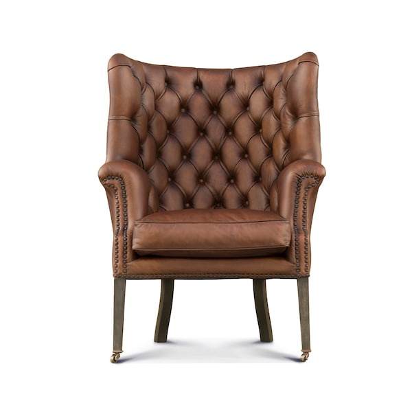 Chesterfield leather club armchair high back chair, Chaise Longue, Lounge chair, Chesterfield armchair, Vintage Armchair