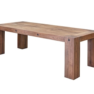 Rustic Solid Oak Farmhouse Dining Table: Handcrafted Large Kitchen Furniture for Modern Homes