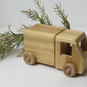 Wooden Toy Bank Truck, Hand-made by T.L.C. Toys