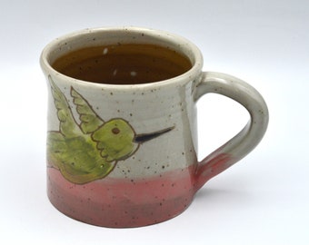 Hand Carved Hummingbird Mug, Coffee Mug, Wheel Thrown Pottery Stoneware Mug, Handmade Ceramic Mug, Pottery Coffee Mug, Ready to Ship