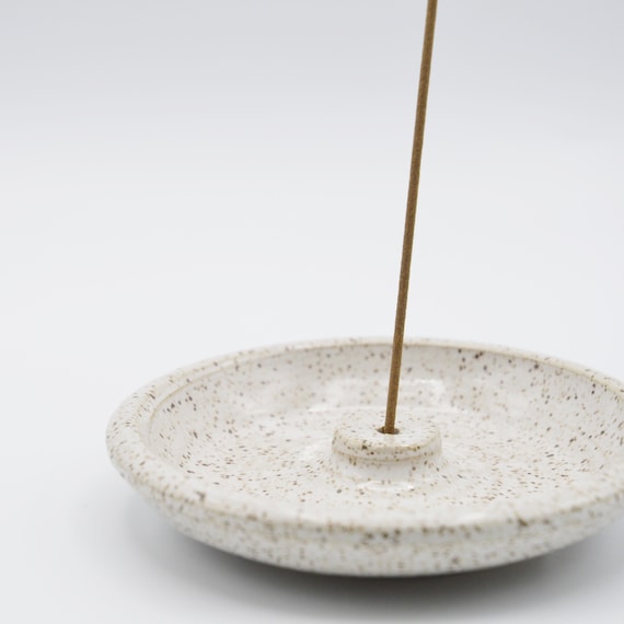 Stoneware Incense Burner Speckled White Ceramic Incense Stick Etsy