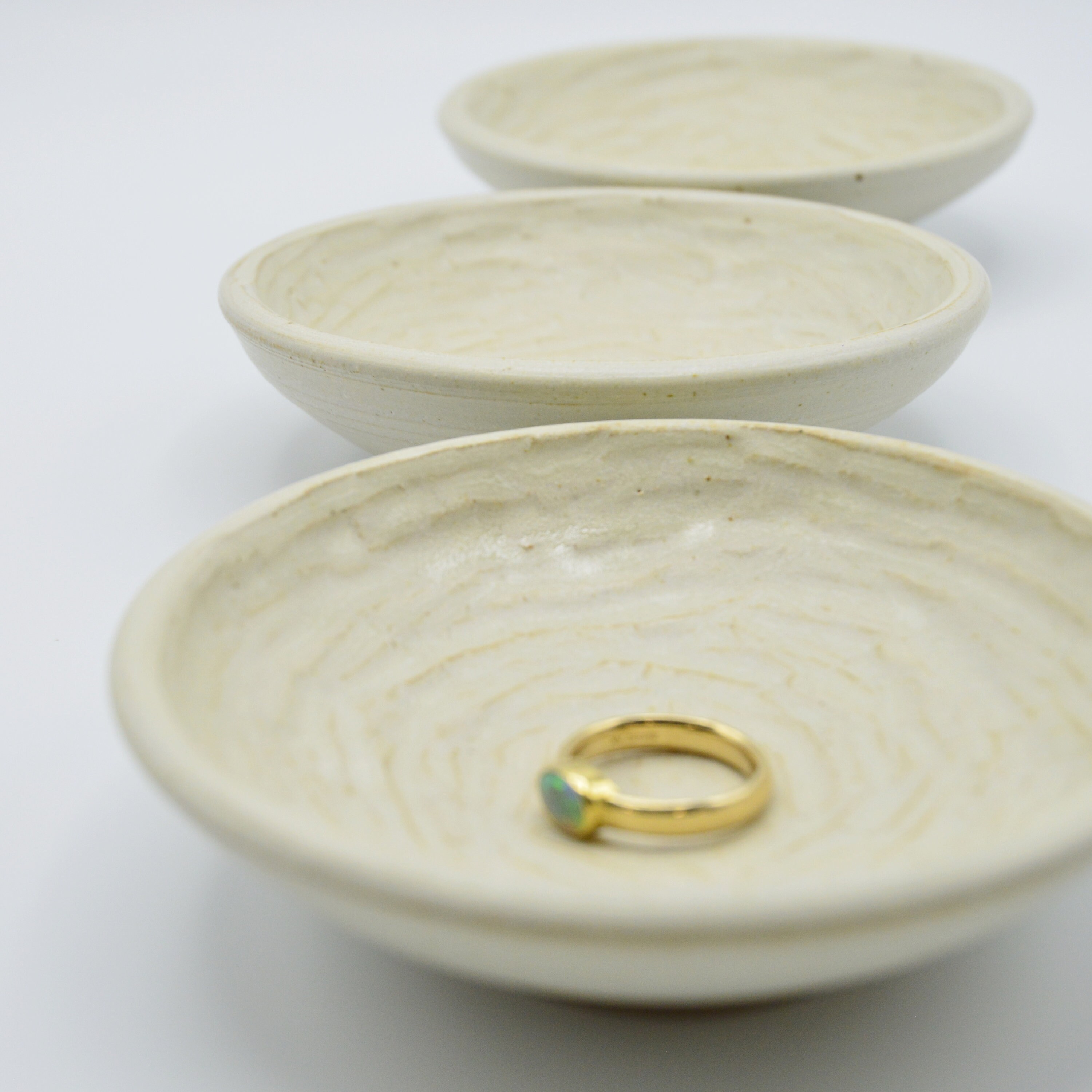 Matte White Ceramic Ring Dish Handmade Jewelry Dish Carved Etsy