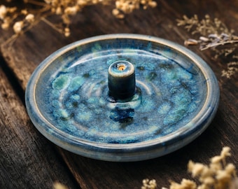 Handmade  Ceramic Incense Burner - Wheel Thrown Pottery Holder for Meditation & Yoga - Spiritual Home Decor Gift