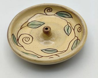 Ceramic Incense Burner, Carved Vine Ceramic Incense Stick Holder, Pottery Cone Incense Holder, Home decor Dish for Incense, Ready to Ship