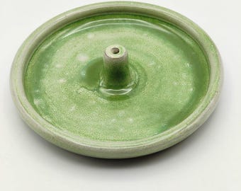 Ceramic Incense Burner, Bright Green Ceramic Incense Stick Holder, Pottery Cone Incense Holder, Home decor Dish for Incense, Ready to Ship