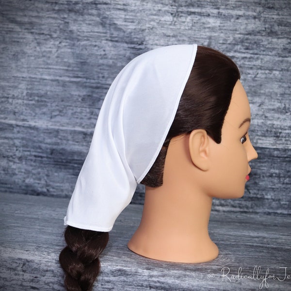 Plain Simple Rounded White Veil  Christian Ladies Headband Headcovering / Prayer Veiling / Covering / Headship Veil / Headwrap