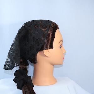 Black Lace Head Covering: Christian Prayer Veil