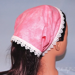 Child&#39;s Pink Cotton Head Covering: Lace Headband Prayer Veiling