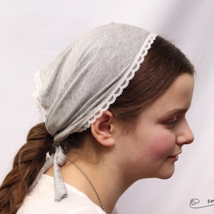 Silver Gray Lace Headband Veil: Christian Headcovering