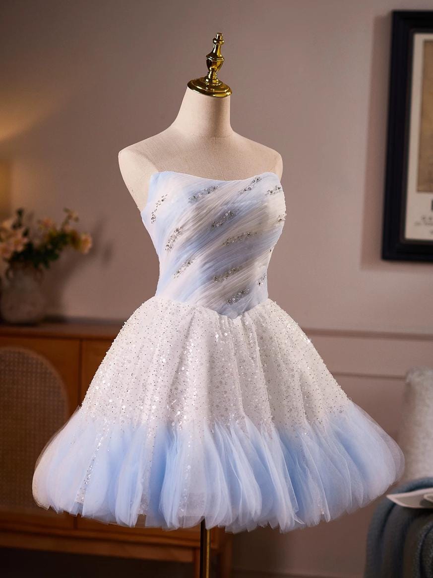 light blue corset dress short Sparkly Light Blue Corset Tight Short Homecoming Dress