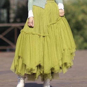 Custom Tulle Skirt,Dream Fairy Irregular Ruffles Handmade A-Line Dance Party Prom Skirt,Wedding skirt