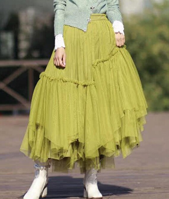 Custom Tulle Skirt,dream Fairy Irregular Ruffles Handmade A-line