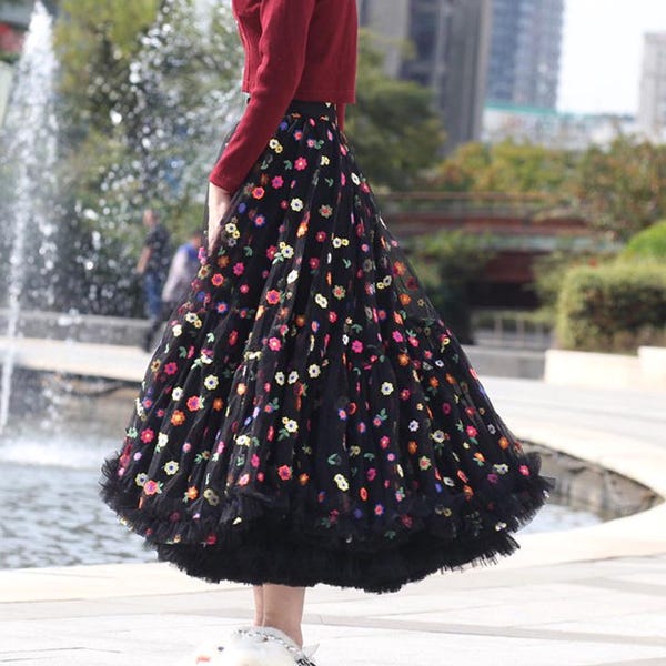 Layered Tulle Pencil Skirt