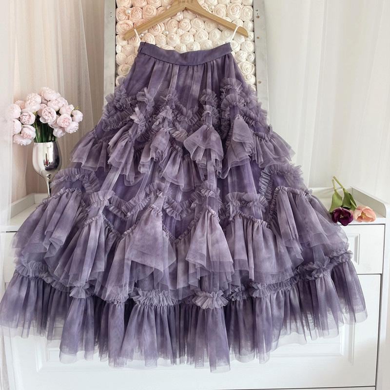 A-Line Plain Tulle Knit Plus Size Skirt