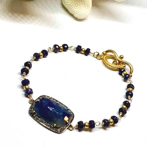 Blauer Saphir 14k Gold Armband