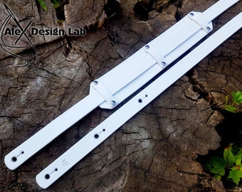 Leather White Guitar Strap Custom Guitar Strap Acoustic Guitar Personalized Guitar Electric Adjustable Guitar Strap thick leather