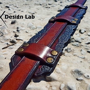 Wide brown burnt Leather Steampunk Guitar Strap Custom Acoustic Guitar Personalized Guitar Electric Adjustable Guitar Strap thick leather
