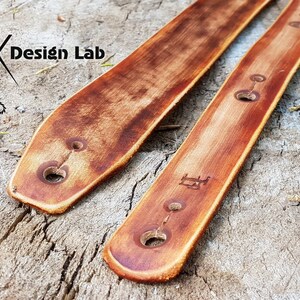 Leather Worn Brown Guitar Strap Custom Guitar Strap Acoustic Guitar Personalized Guitar Electric Adjustable Guitar Strap thick leather image 7