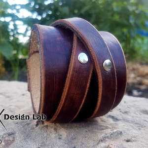 Wide Worn brown leather cuff Men&#39;s bracelet extra class genuine leather bracelet Leather wristband mens Stylish man gift bracelet