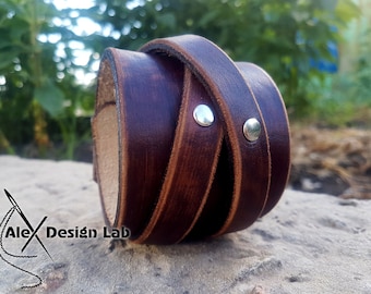 Wide Worn brown leather cuff Men's bracelet extra class genuine leather bracelet Leather wristband mens Stylish man gift bracelet