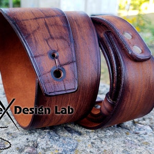 Wide brown burnt Worn Leather Long Guitar Strap Custom Acoustic Guitar Personalized Guitar Electric Adjustable Guitar Strap thick leather