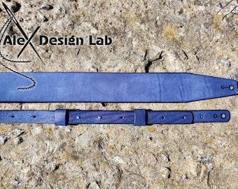 Wide Blue Purple Leather Long Guitar Strap Custom Acoustic Electric Adjustable Guitar Strap thick leather Mad Max