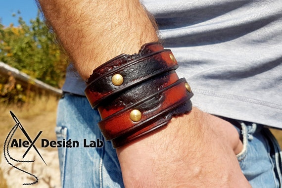 studded leather cuff