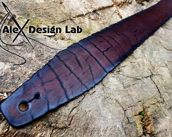 Wide brown burnt  Worn Long Leather Guitar Strap Custom Acoustic Guitar Personalized Electric Adjustable Guitar Strap thick leather