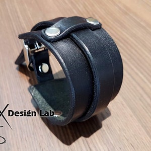Black Leather cuff Bracelet wristband Extra class genuine brown leather cuff bracelet