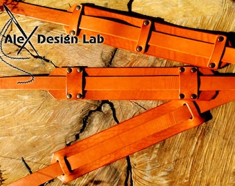 Orange Leather Guitar Strap Custom Guitar Strap Acoustic Guitar Guitar Electric Adjustable Guitar Strap thick leather