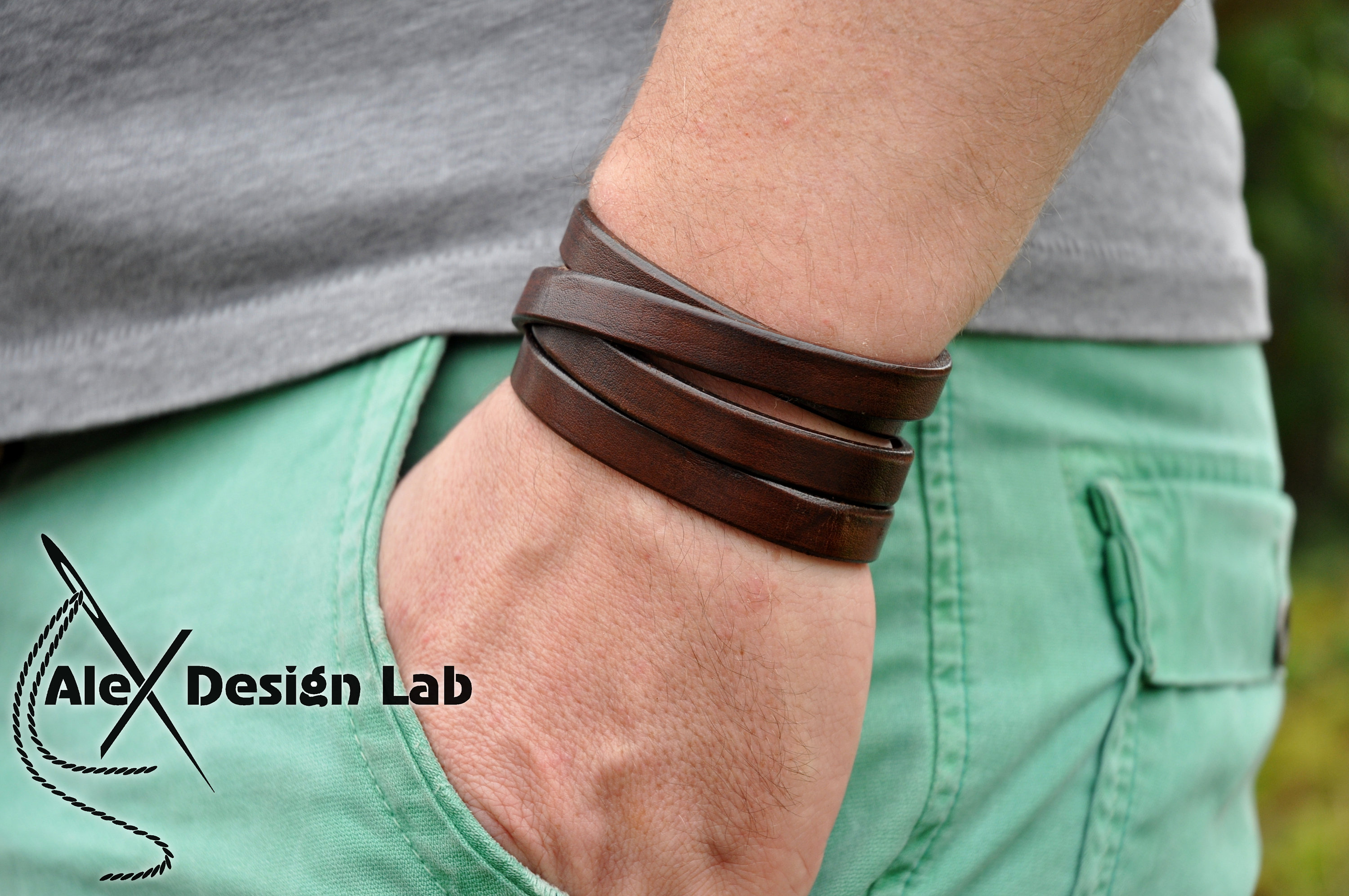 pædagog prototype Nikke Black Brown Beige Leather Cuff Bracelet Multiple Bracelet - Etsy