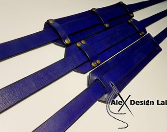 Blue Leather Guitar Strap Custom Guitar Strap Acoustic Guitar Guitar Electric Adjustable Guitar Strap thick leather