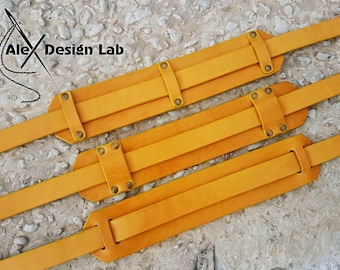 Yellow Leather Guitar Strap Custom Guitar Strap Acoustic Guitar Guitar Electric Adjustable Guitar Strap thick leather