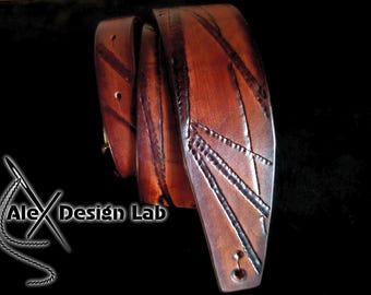 Wide Brown Leather Guitar Strap: Rock 'n' Roll Adjustable Acoustic Electric Guitar