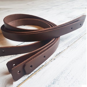 RJ Leather Studio 2 Pairs of 4mm Thick Dark Brown Leather Handles - 2cmx 65cm - Free Rivets