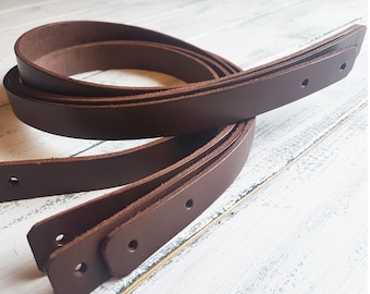 RJ Leather Studio 2 Pairs of 4mm Thick Dark Brown Leather Handles - 2cmx 65cm - Free Rivets